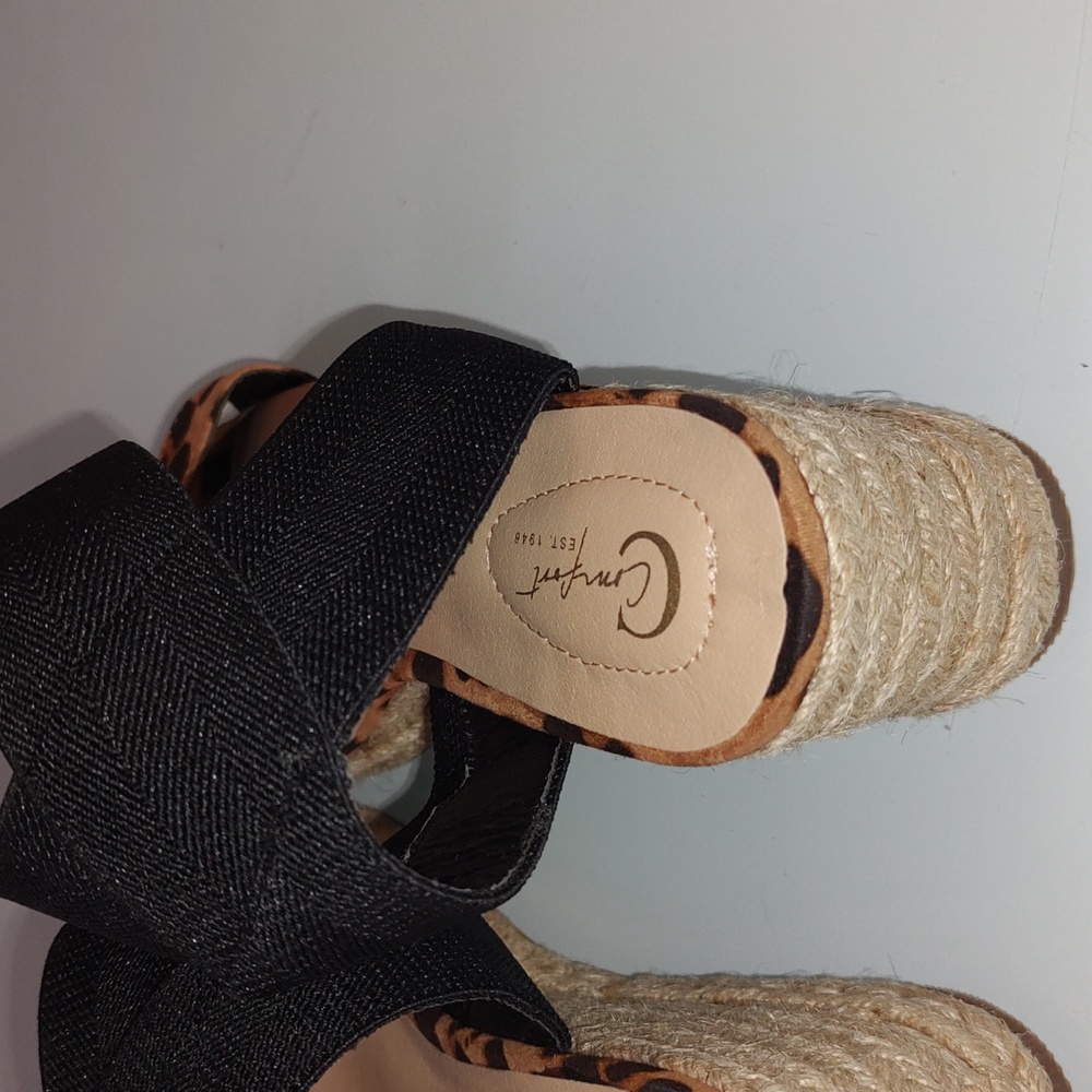 Comfort 1946 Leopard Print Wedge Cross Strap Sandals Size 9 - Picture 5 of 8